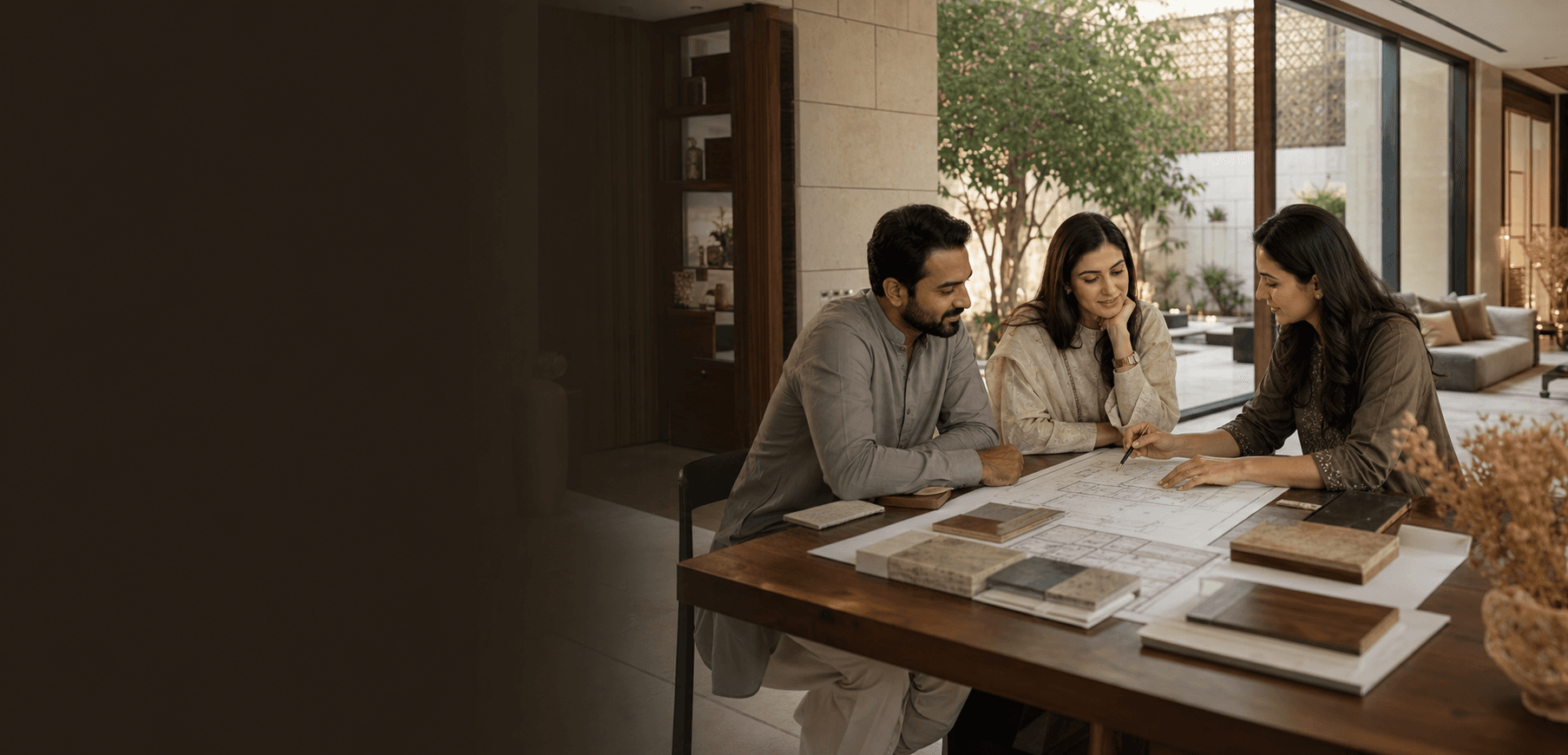 A homeowner meeting with design professionals